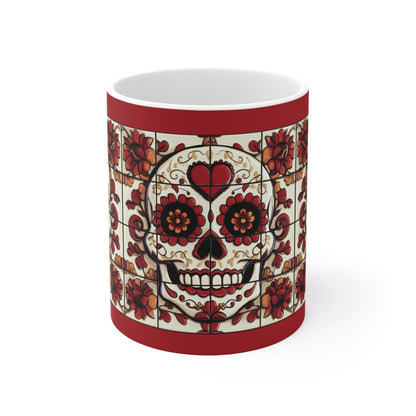 Valentines Day Sugar Skull Mug 11oz Day of the Dead Gothic Cozy Kitchen Decor 02