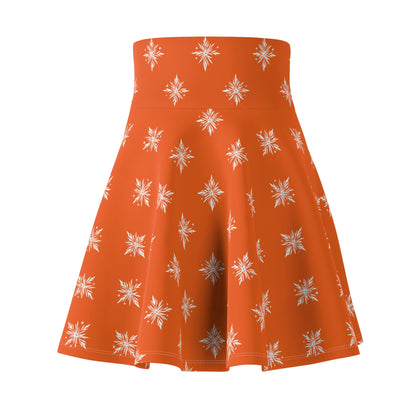 Women's Skater Skirt Geometric Snowflake Orange