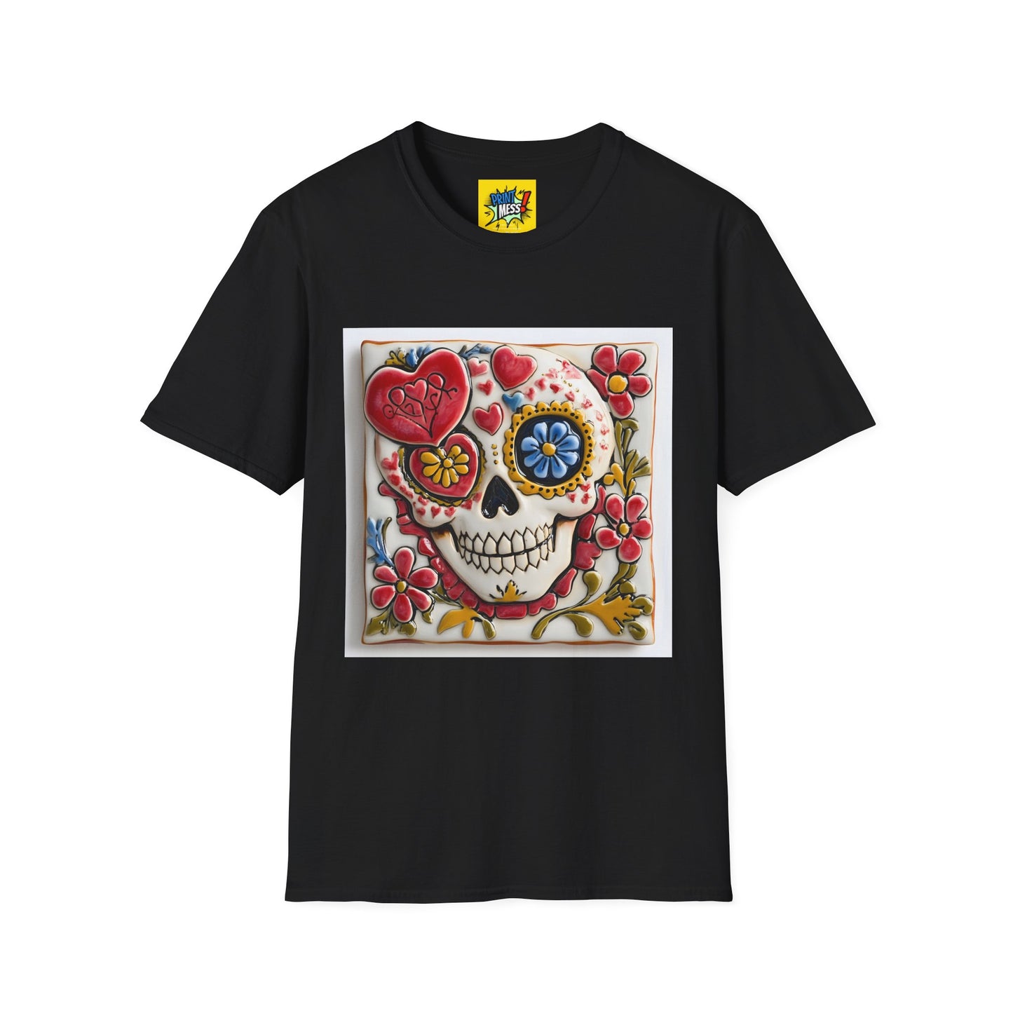 Valentine's Sugar Skull themed Unisex Soft-style Tee - 03