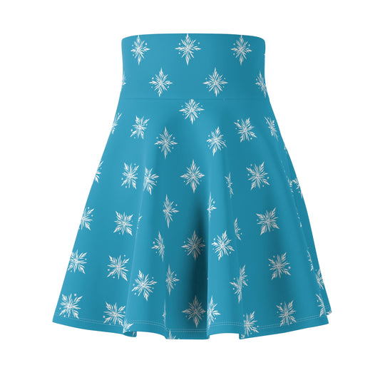 Women's Skater Skirt Geometric Snowflake Turquoise