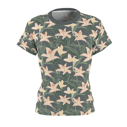 Women's Cut & Sew Tee - Flower Floret Print - Grey