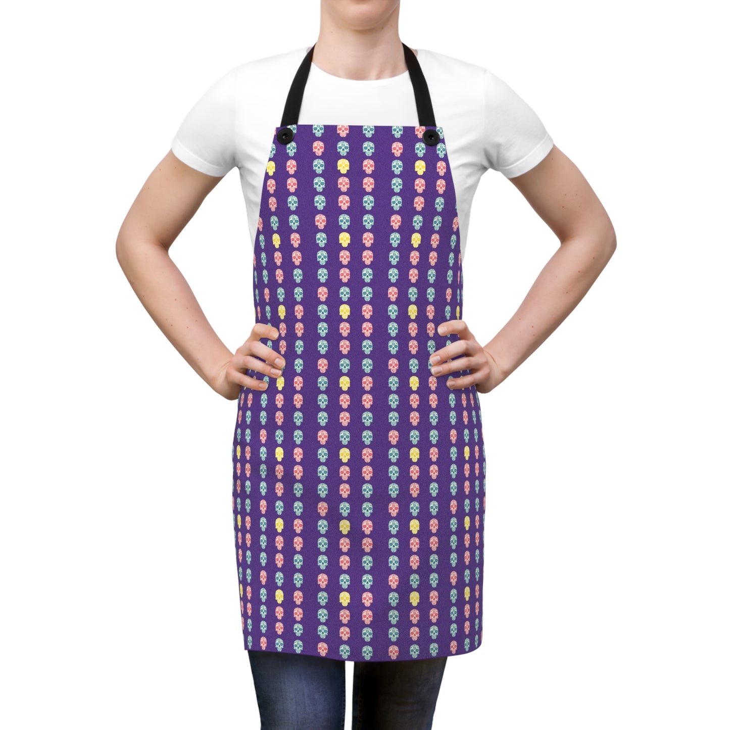 Sugar Skull Apron 06 - Day of the Dead Dia de Los Muertos Kitchen Cooking Chef Gift, Halloween Costume, Mexican Fiesta, Skull Lover, Gothic