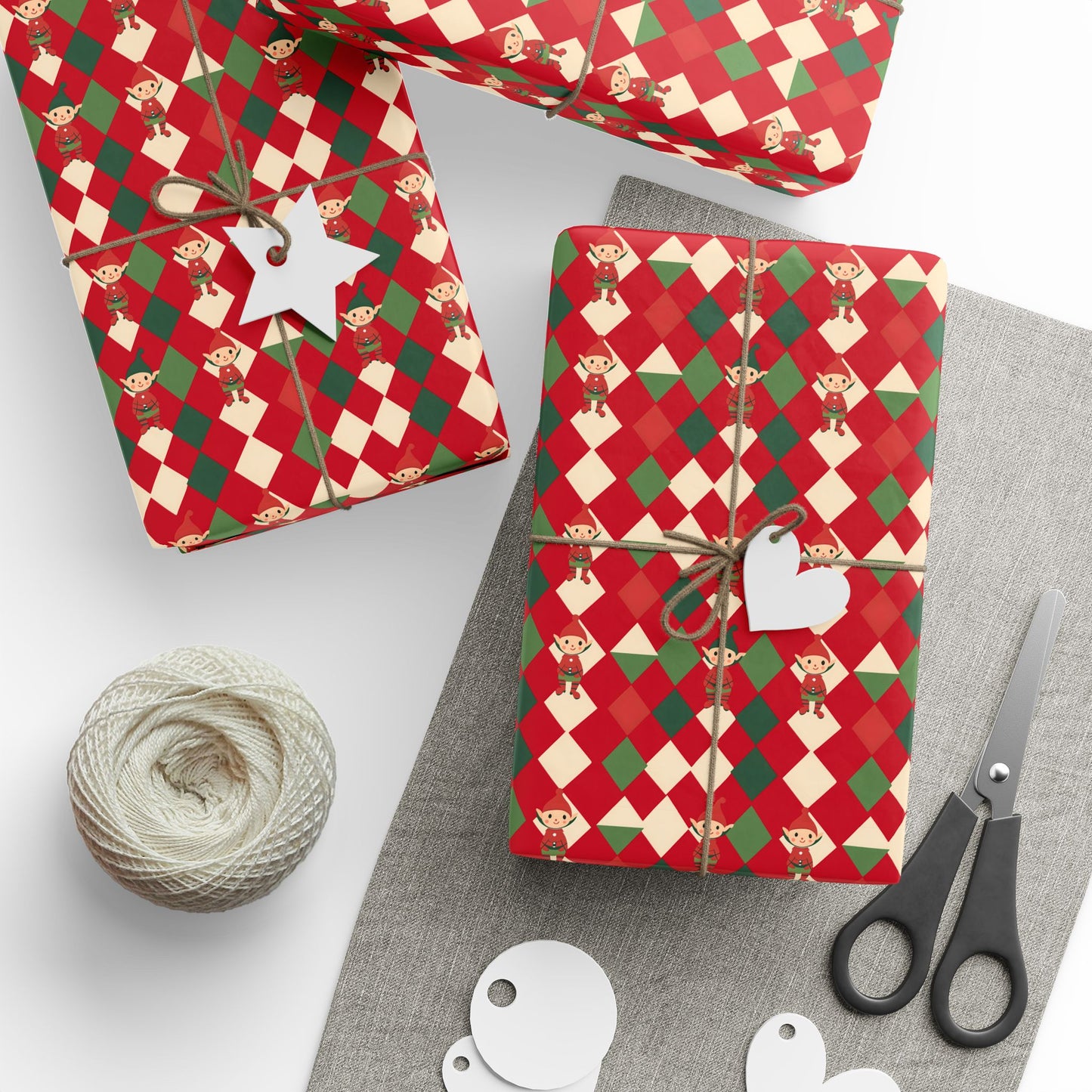 Wrapping Papers Christmas Double Elves Red