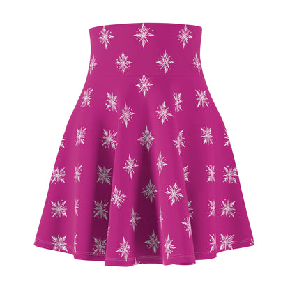 Women's Skater Skirt Geometric Snowflake Pink