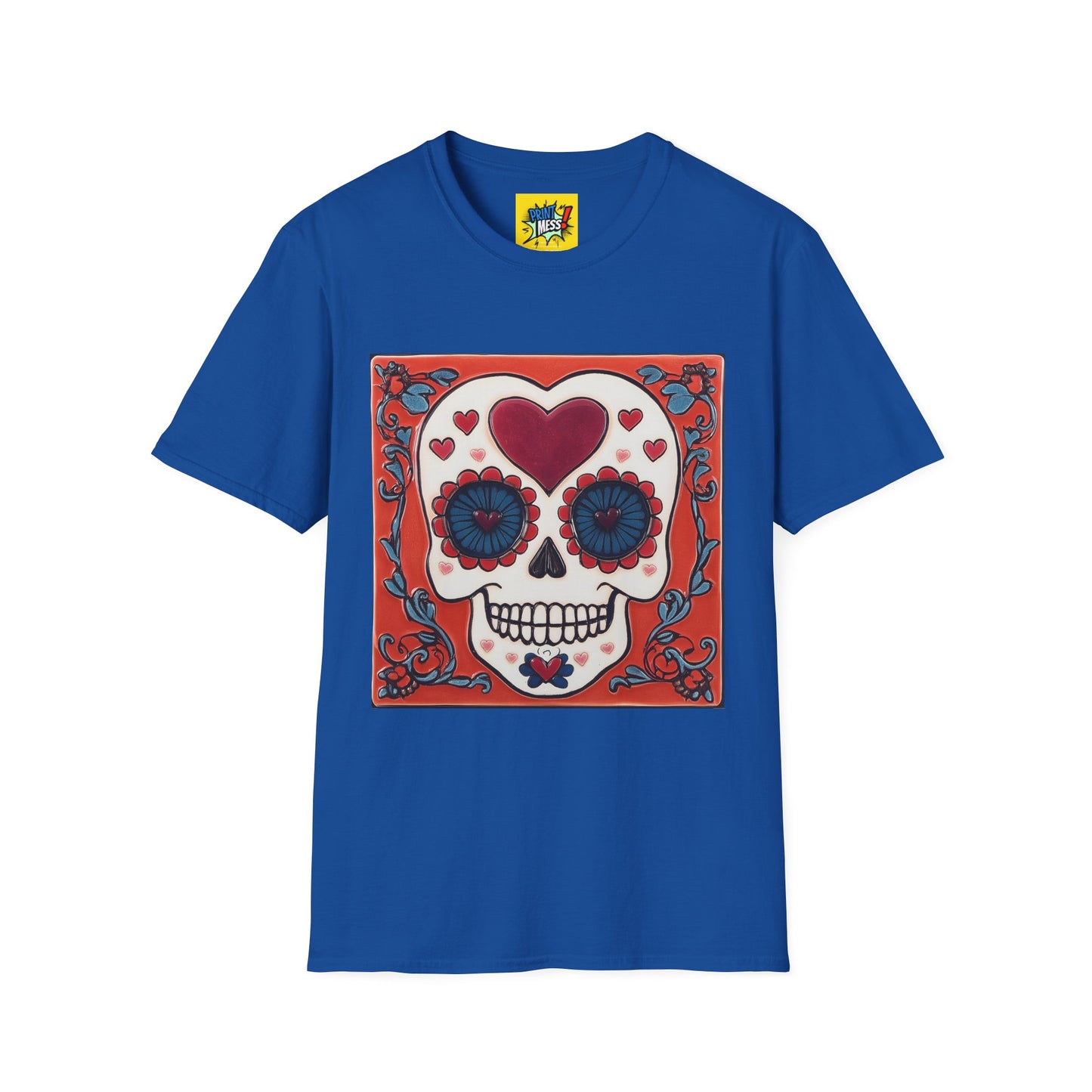 Valentine's Sugar Skull themed Unisex Soft-style Tee - 11