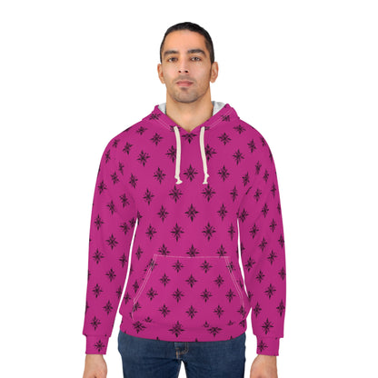 Unisex Pullover Hoodie Geometric Snowflake 001 Pink