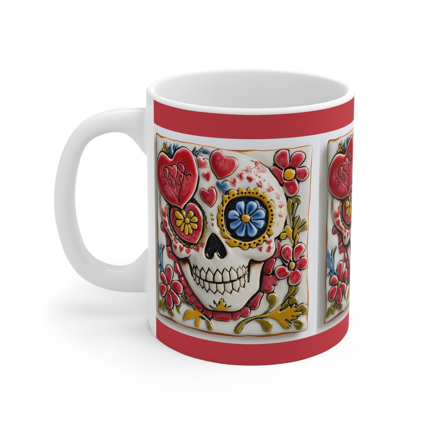 Valentines Day Sugar Skull Mug 11oz Day of the Dead Gothic Cozy Kitchen Decor 03