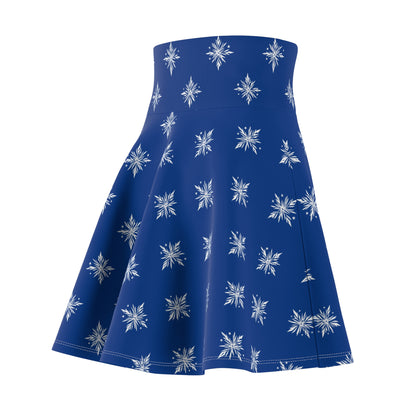 Women's Skater Skirt Geometric Snowflake Dark Blue