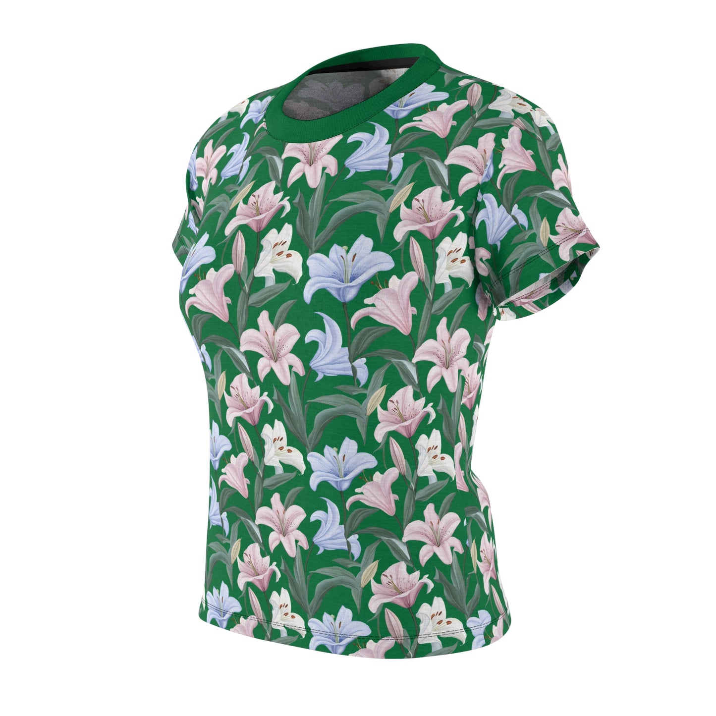 Women's Cut & Sew Tee - Flower Floret Print - Green