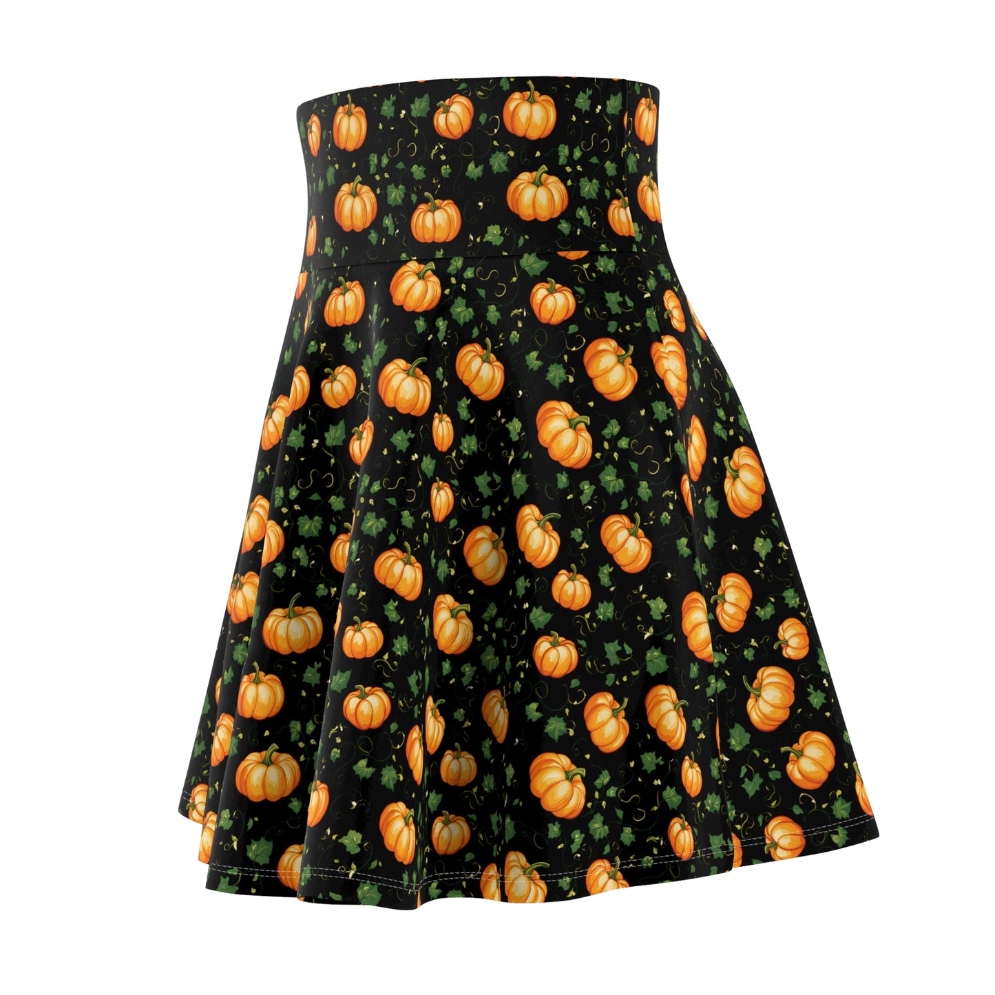 Women's Skater Skirt Fall Pumpkin with Vines