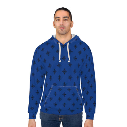 Unisex Pullover Hoodie Geometric Snowflake 001 Dark Blue