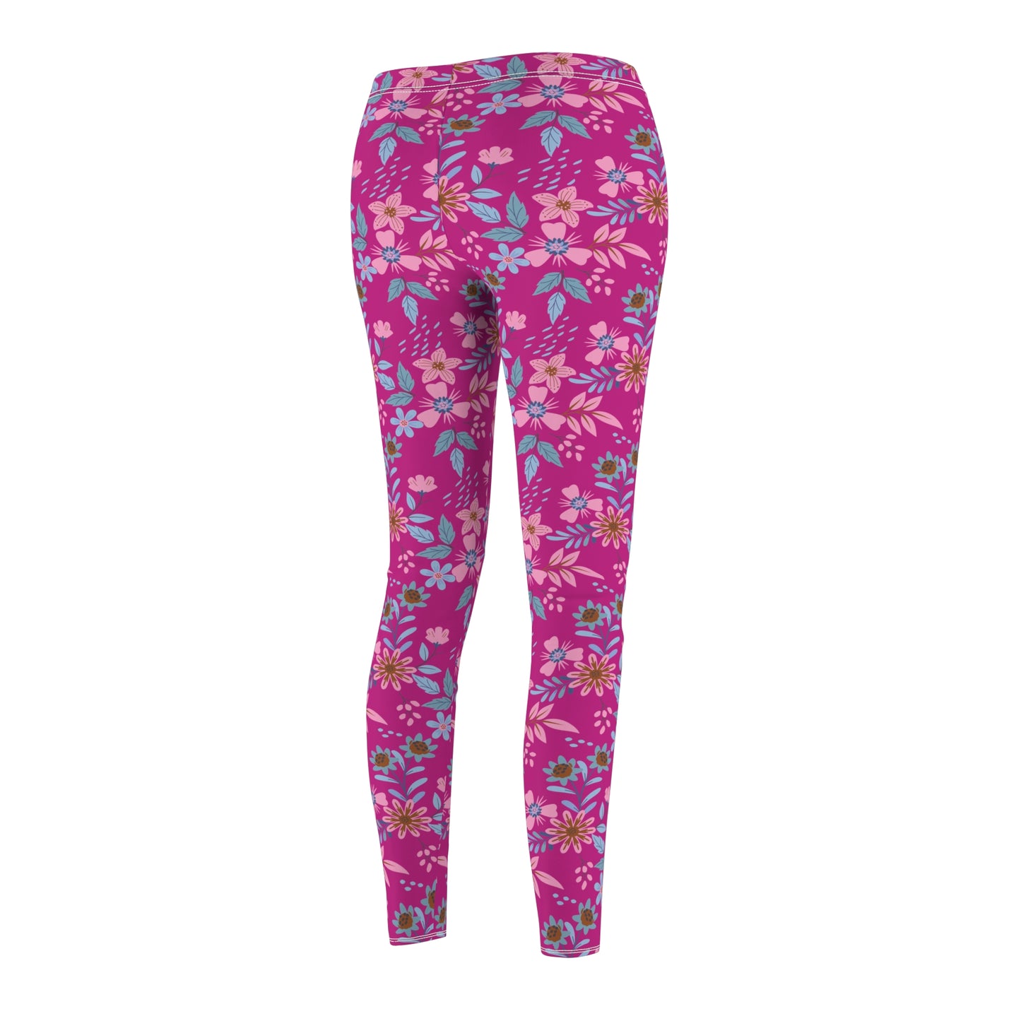 Women's Cut & Sew Casual Leggings - Floral - Pink