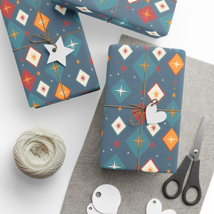 Wrapping Papers Christmas Diamond Stars Grey