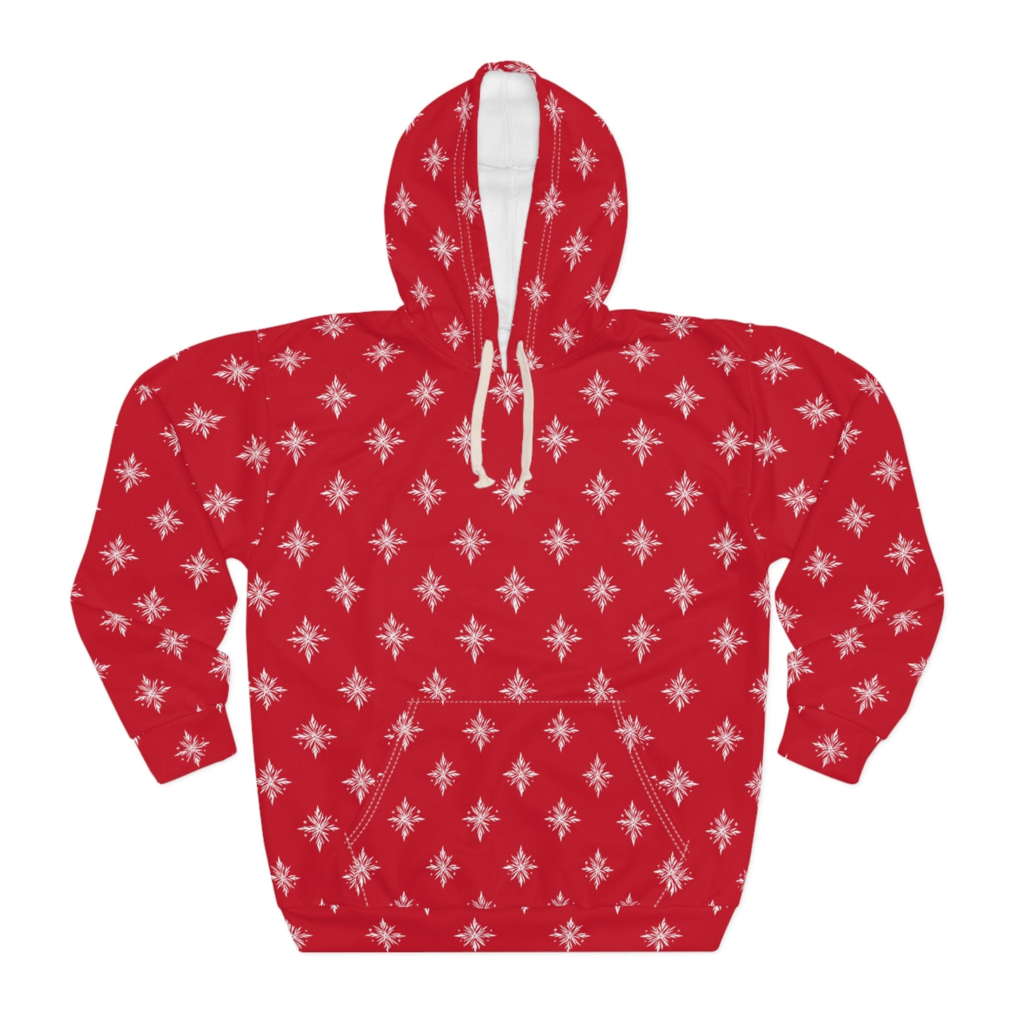 Unisex Pullover Hoodie Geometric Snowflake 002 Dark Red