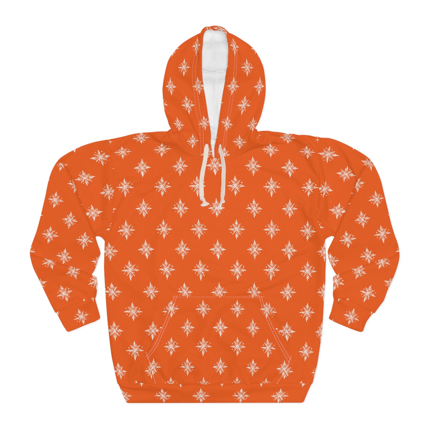 Unisex Pullover Hoodie Geometric Snowflake 002 Orange