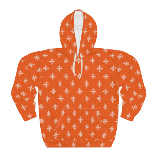 Unisex Pullover Hoodie Geometric Snowflake 002 Orange