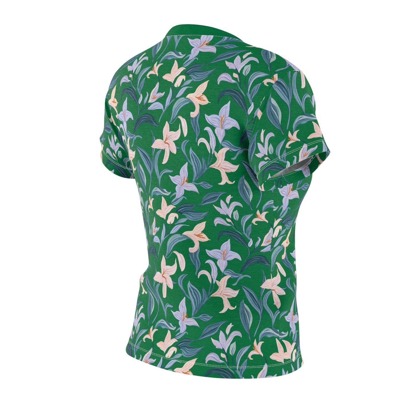 Women's Cut & Sew Tee - Flower Bloom Print - Green