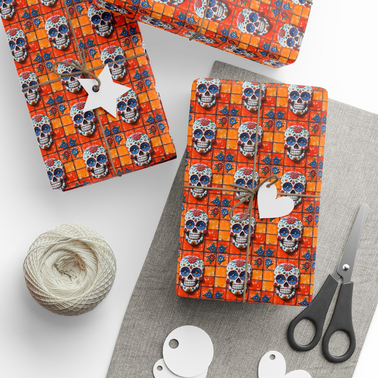 Wrapping Papers Day of the Dead Dia de Los Muertos - Sugar Skull Festive, Celebration Gift, 008