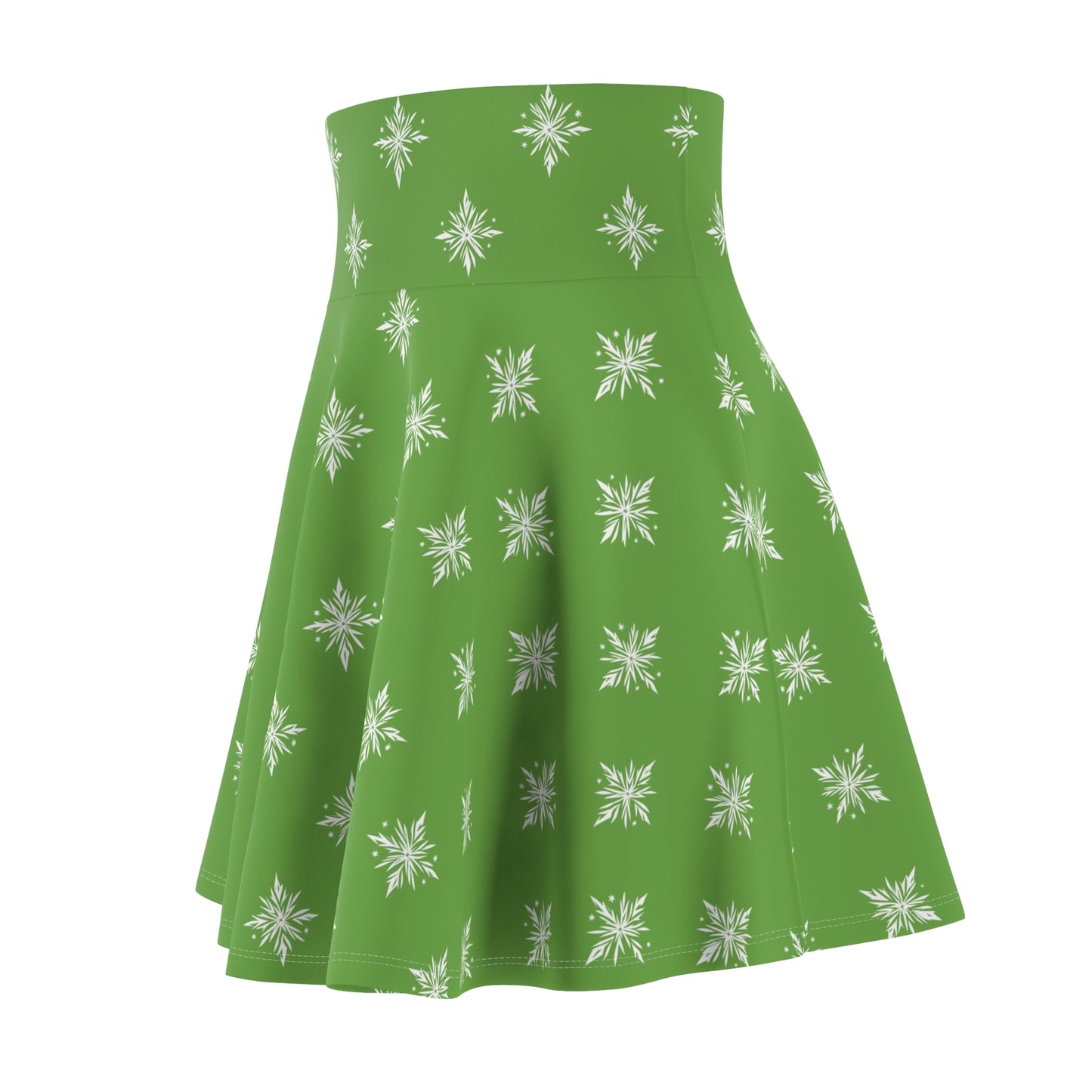 Women's Skater Skirt Geometric Snowflake Green