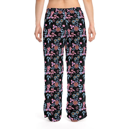 Women's Pajama Pants - Floral - Black