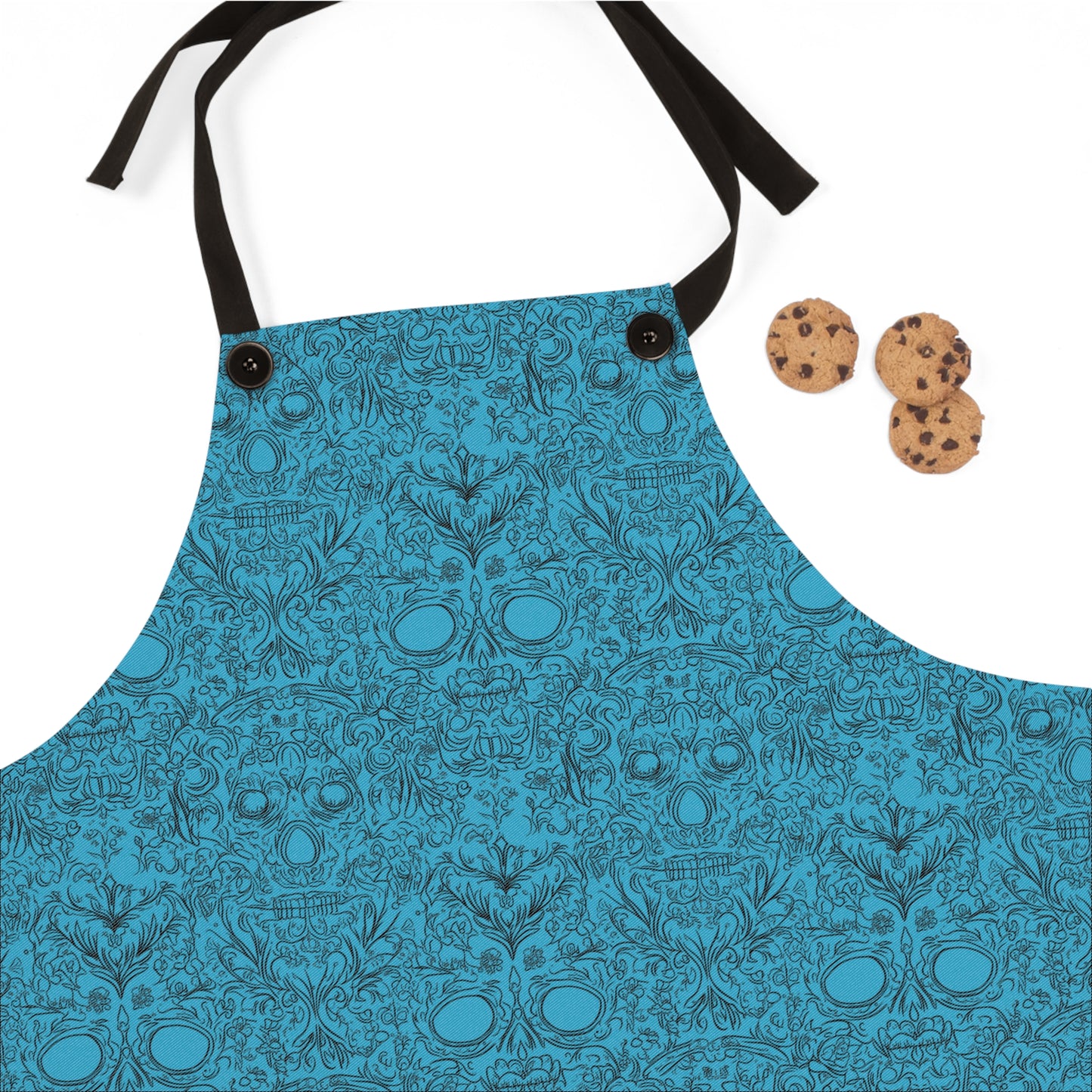 Sugar Skull Apron 02 - Day of the Dead Dia de Los Muertos Kitchen Cooking Chef Gift, Halloween Costume, Mexican Fiesta, Skull Lover, Gothic