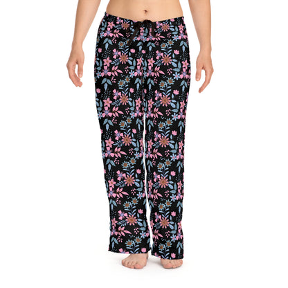 Women's Pajama Pants - Floral - Black