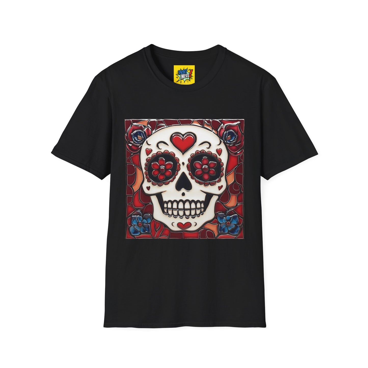 Valentine's Sugar Skull themed Unisex Soft-style Tee - 10