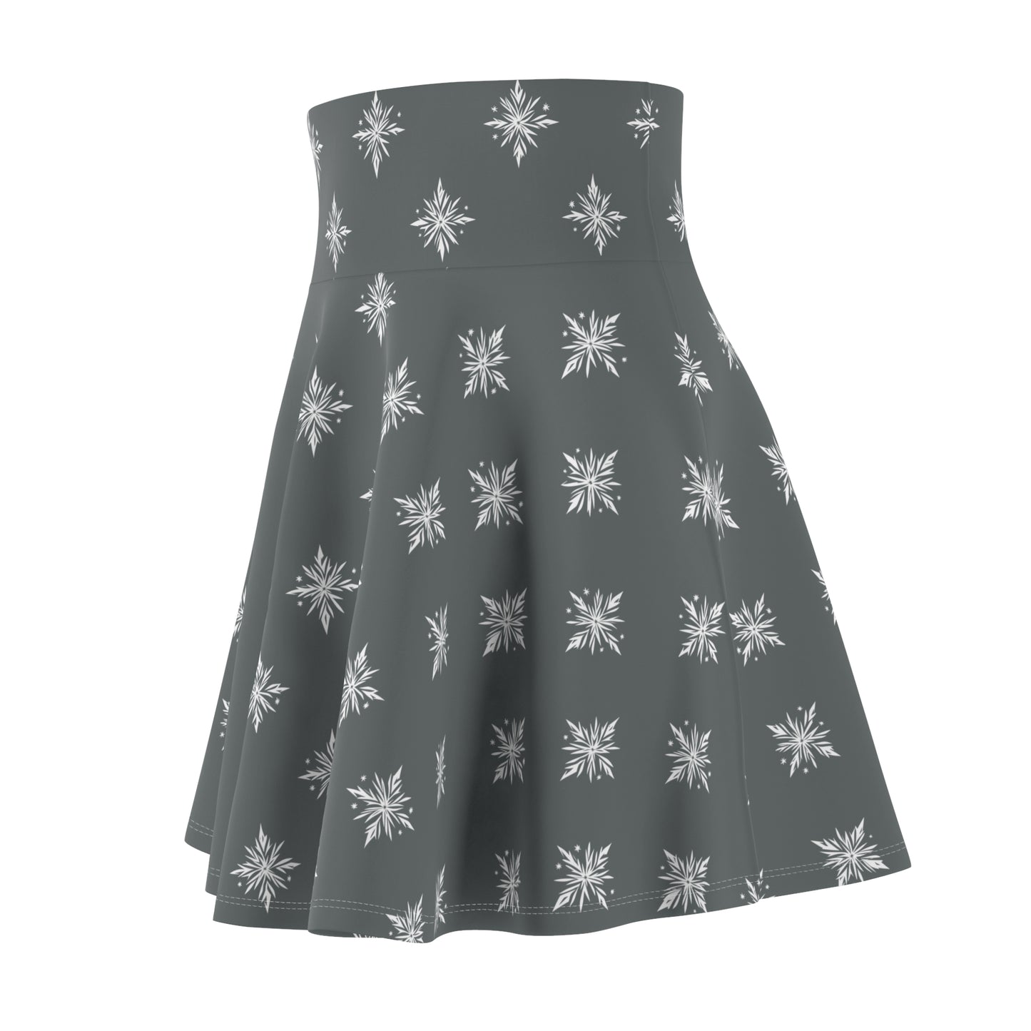 Women's Skater Skirt Geometric Snowflake Dark Grey