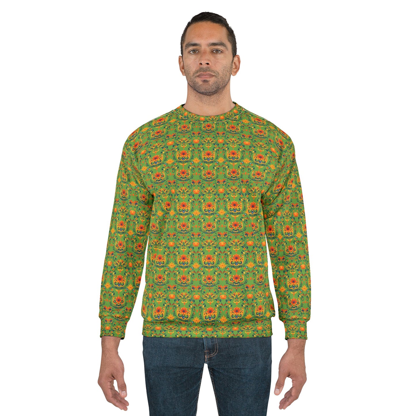 Unisex Sweatshirt Day of the Dead Dia de Los Muertos Sugar Skull Green