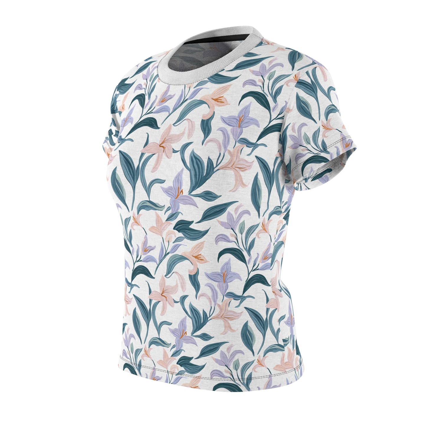 Women's Cut & Sew Tee - Flower Bloom Print - White