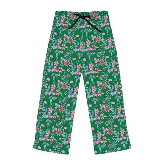 Women's Pajama Pants - Floral - Green