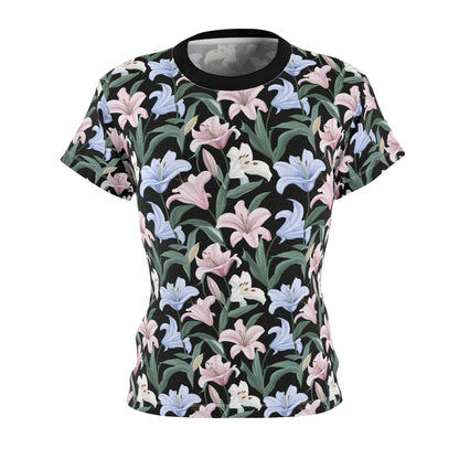 Women's Cut & Sew Tee - Flower Floret Print - Black