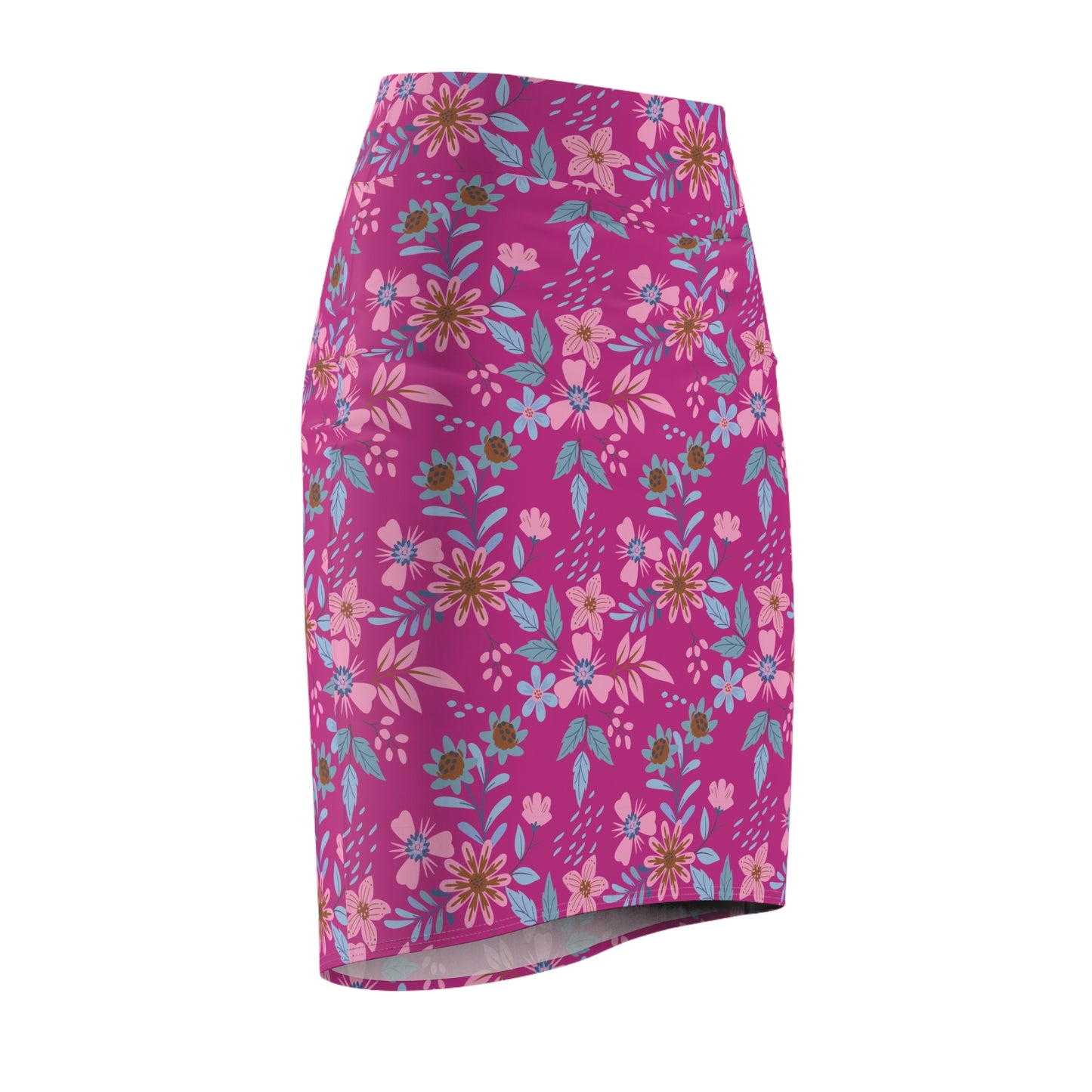 Women's Pencil Skirt - Floral - Pink