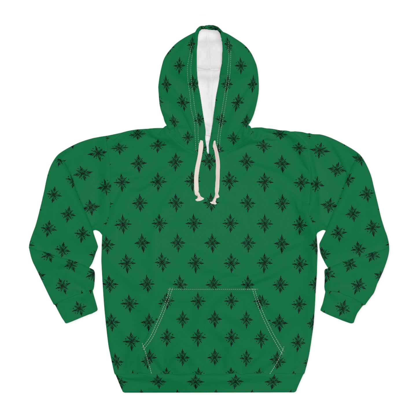 Unisex Pullover Hoodie Geometric Snowflake 001 Dark Green