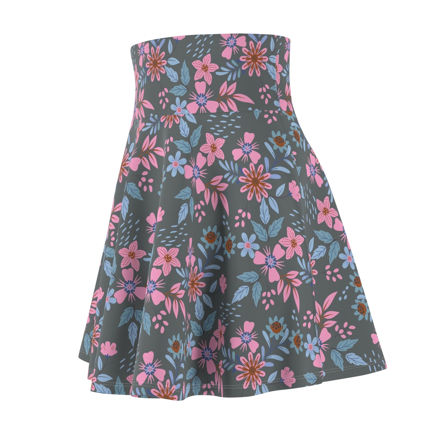 Women's Skater Skirt - Floral - Grey