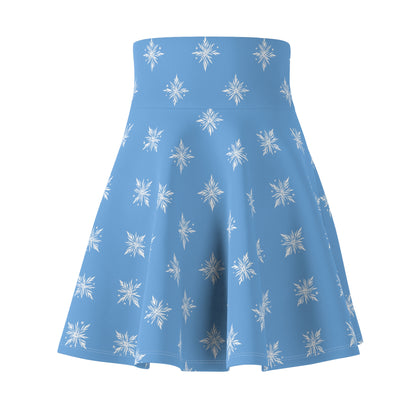 Women's Skater Skirt Geometric Snowflake Blue