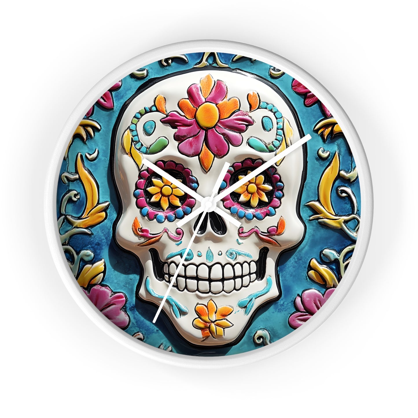 Sugar Skull Wall Clock 01 Day of the Dead Dia de Los Muertos Halloween Decor