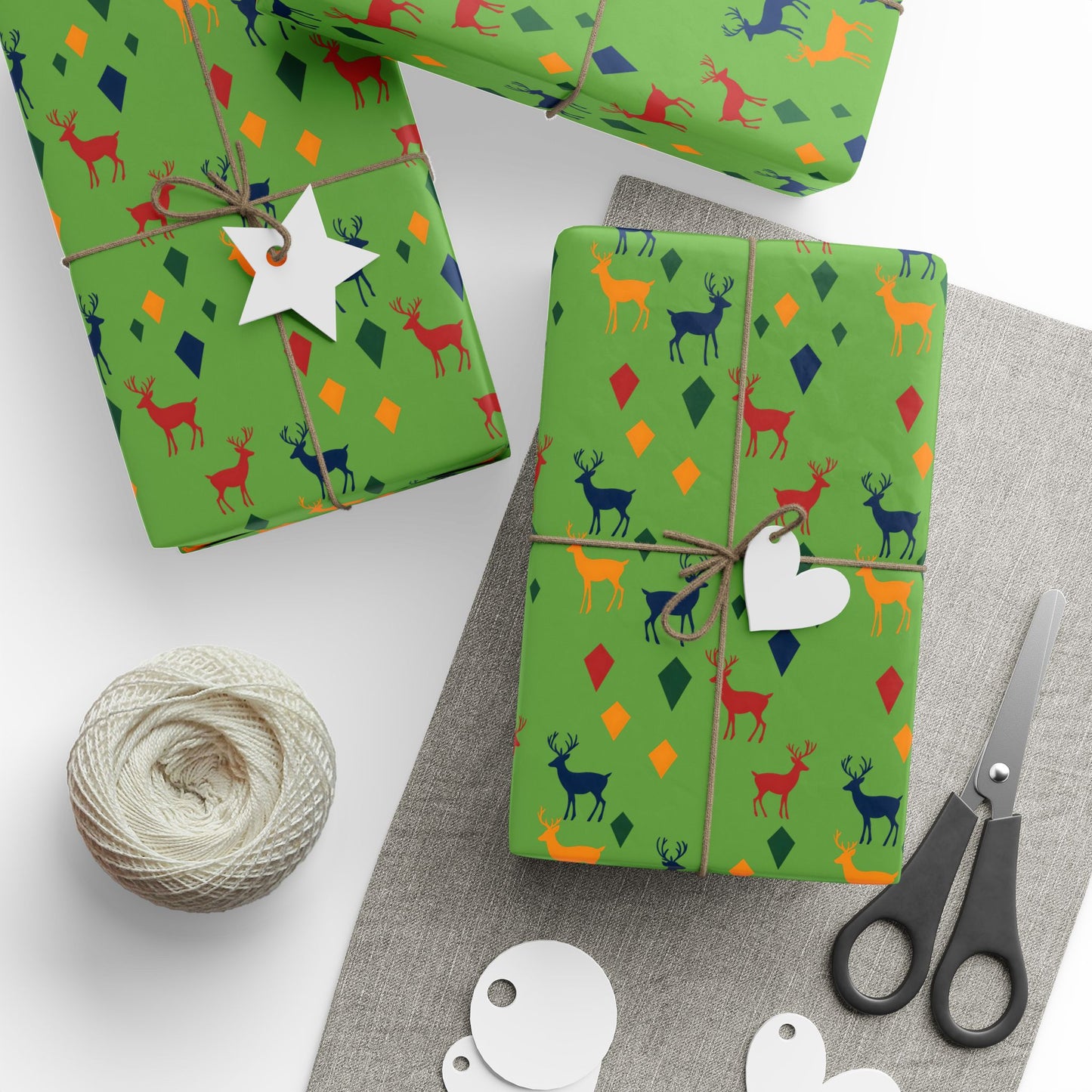 Wrapping Papers Christmas Reindeer Green