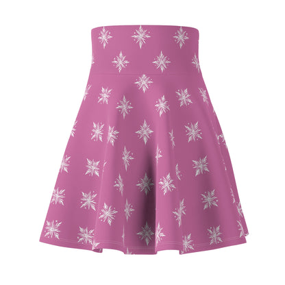 Women's Skater Skirt Geometric Snowflake Light Pink