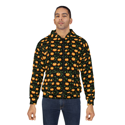 Unisex Zip Hoodie Fall Pumpkin with Vines