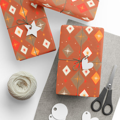 Wrapping Papers Christmas Diamond Stars Orange