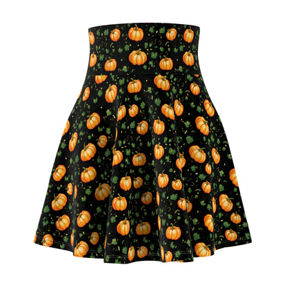 Women's Skater Skirt Fall Pumpkin with Vines