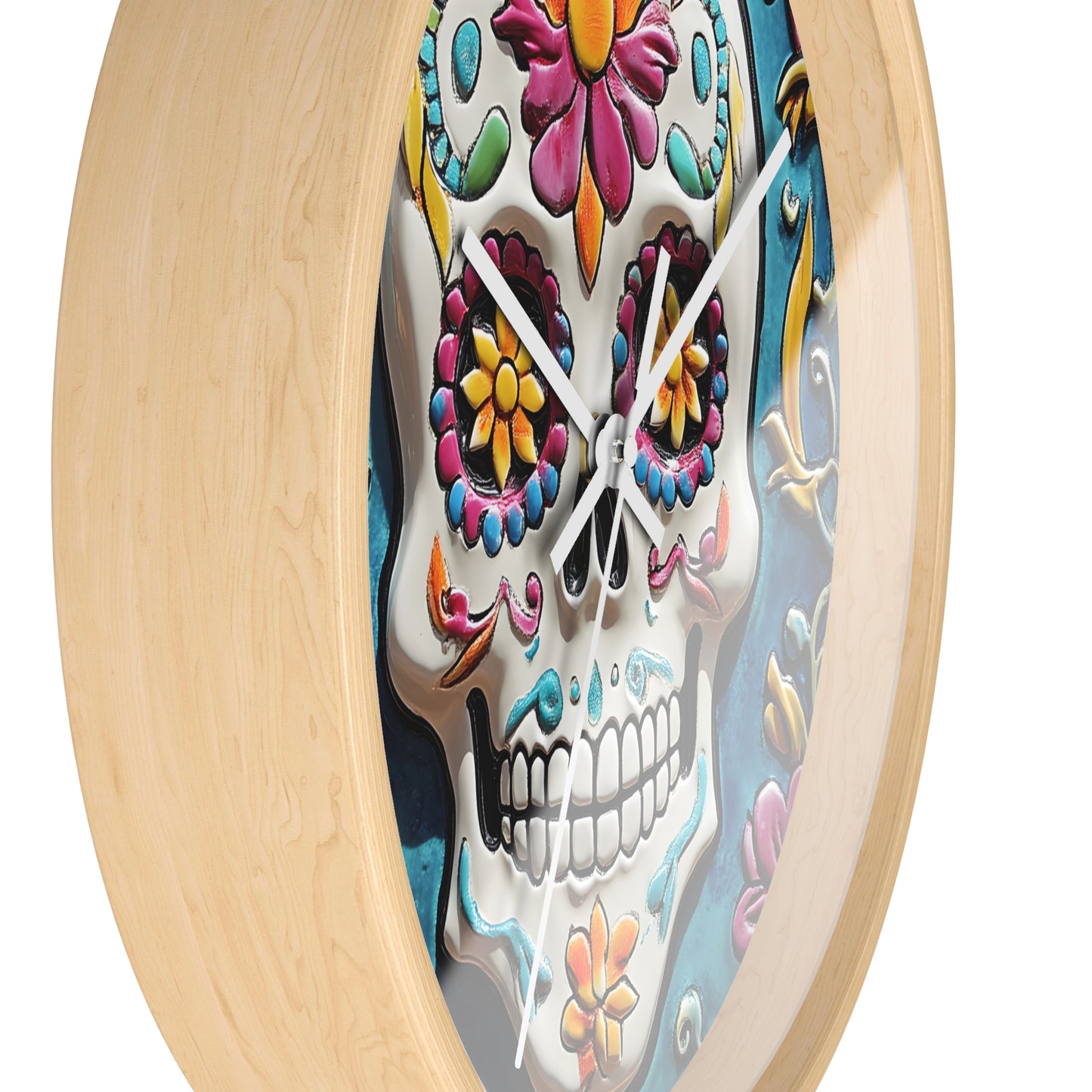 Sugar Skull Wall Clock 01 Day of the Dead Dia de Los Muertos Halloween Decor