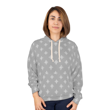 Unisex Pullover Hoodie Geometric Snowflake 002 Light Grey