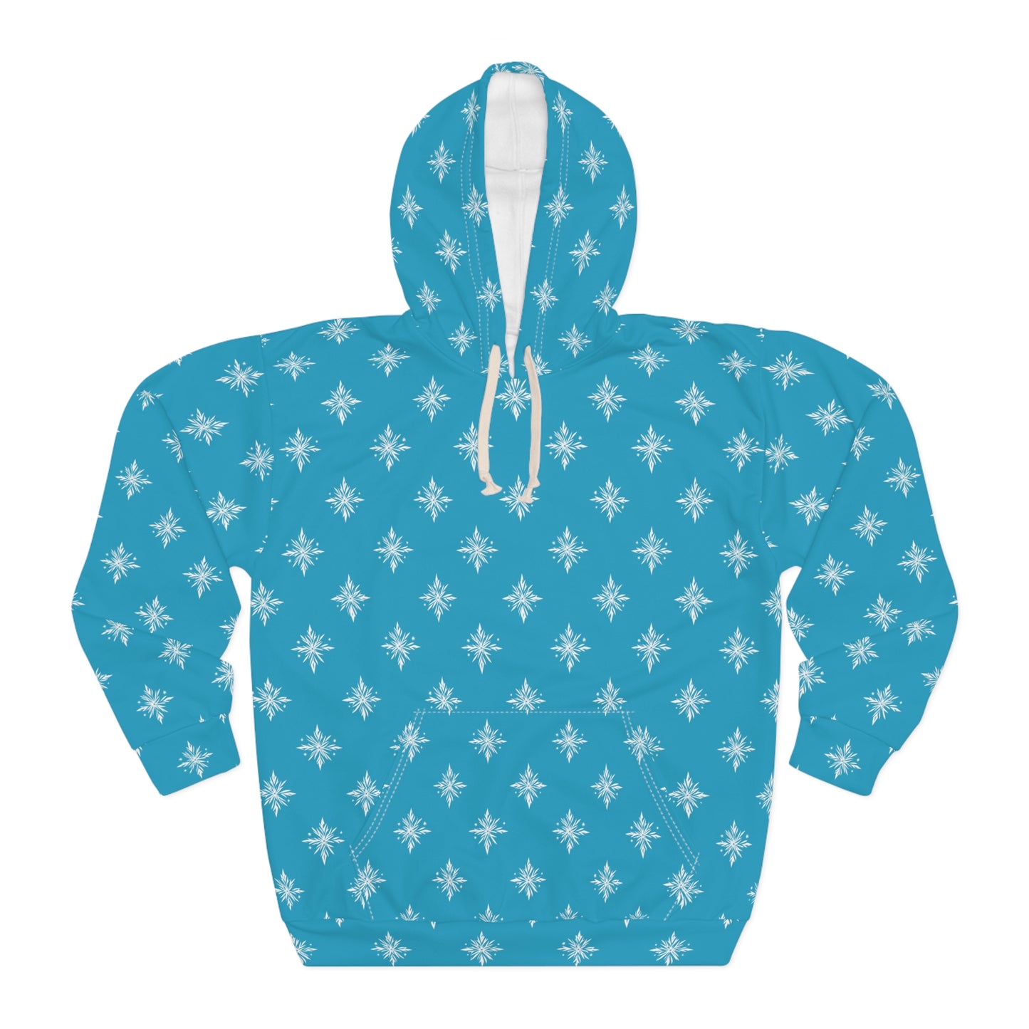 Unisex Pullover Hoodie Geometric Snowflake 002 Turquoise