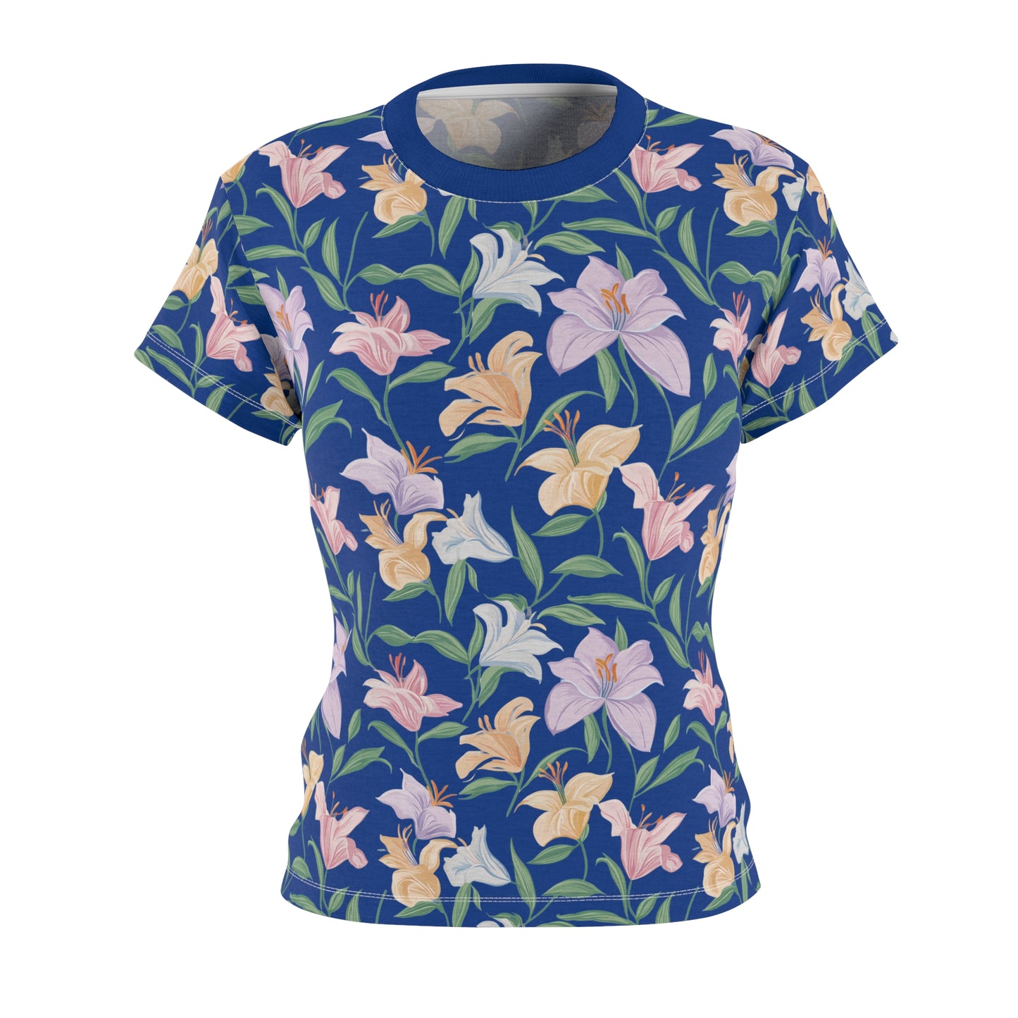 Women's Cut & Sew Tee - Flower Bouquet Print - Blue