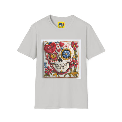 Valentine's Sugar Skull themed Unisex Soft-style Tee - 03