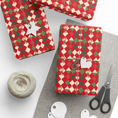 Wrapping Papers Christmas Double Elves Red