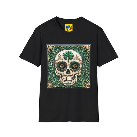 St. Patrick's Sugar Skull themed Unisex Soft-style Tee - 02