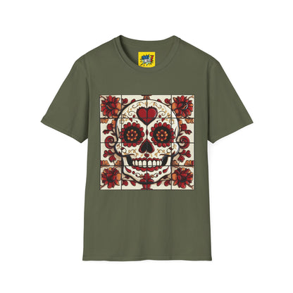 Valentine's Sugar Skull themed Unisex Soft-style Tee - 02